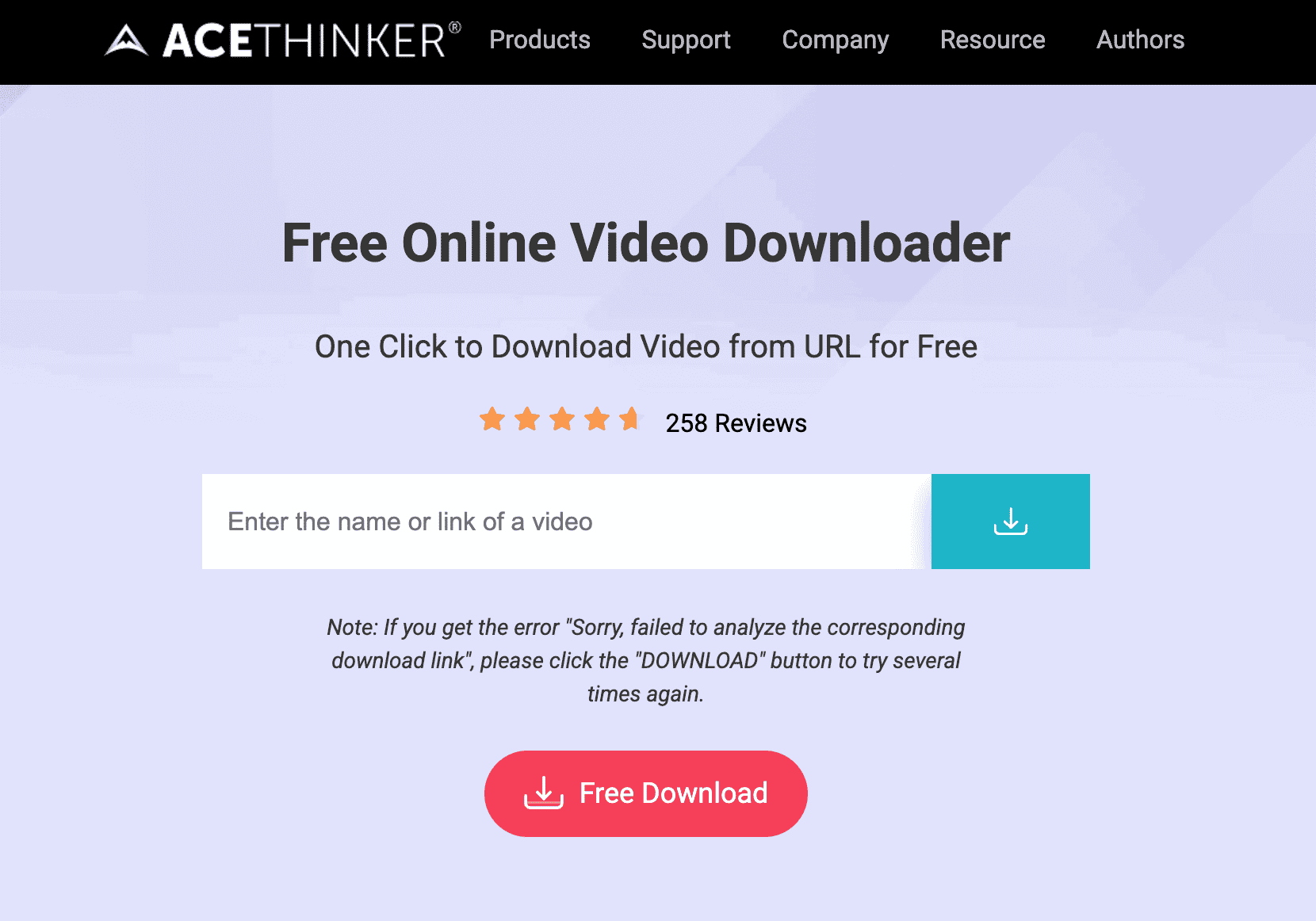 Fails to download a  video