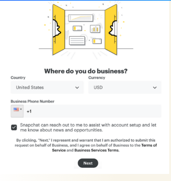 Register for a Business Snapchat - Step 5