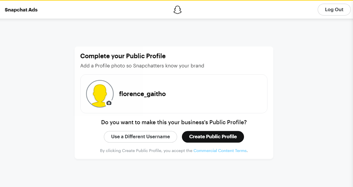 Register for a Business Snapchat - Step 6