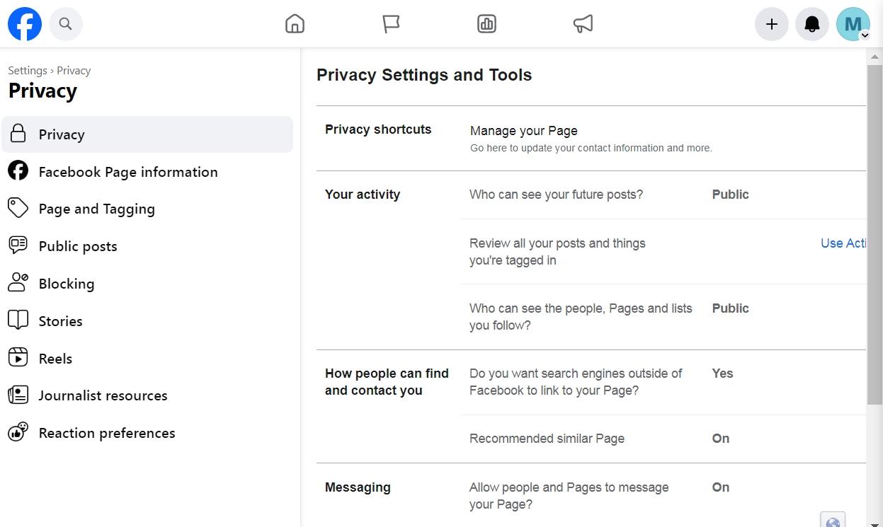 A snapshot of privacy settings and tools