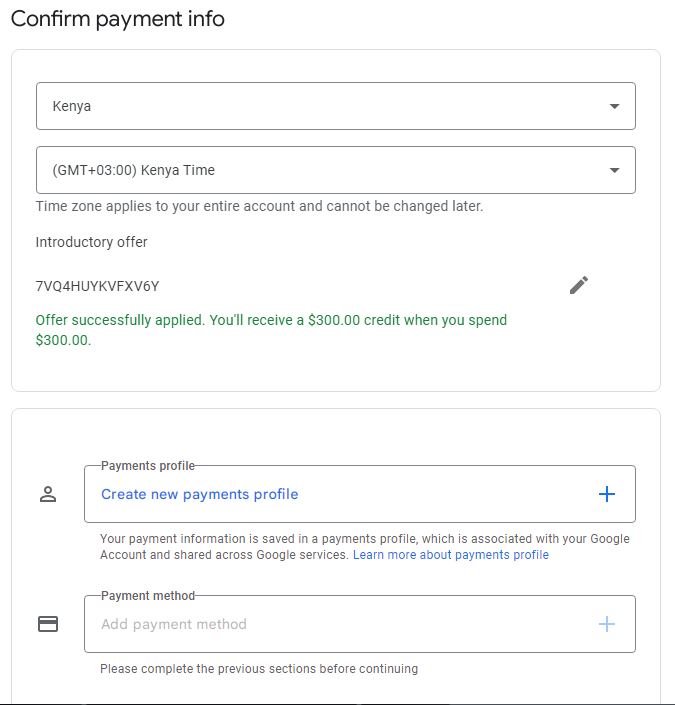 Confirm Payment Info